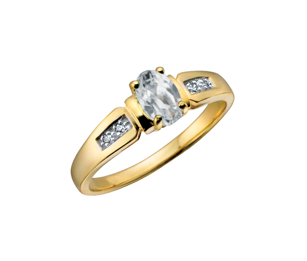 BAGUE EN OR SERTIE D'UNE PIERRE DE NAISSANCE ET DE DIAMANTS - CR DX219YWZ - BIJOUX CANADIEN