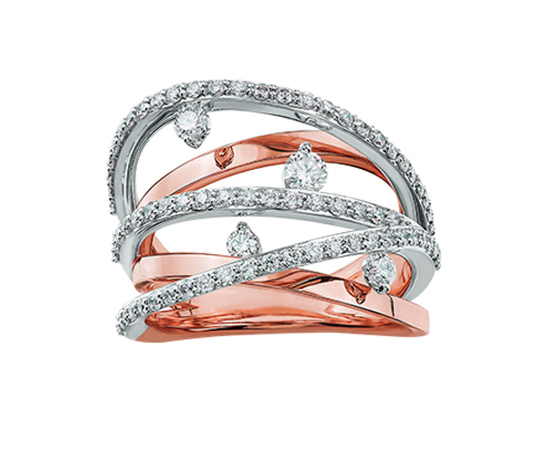 BAGUE EN OR 10K SERTIE DE DIAMANTS CANADIENS ET DE DIAMANTS - CR AM264R - DIAMANT CANADIEN