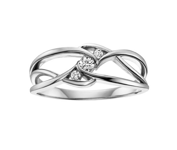 BAGUE EN OR 10K SERTIE DE DIAMANTS - CR DD2213W - BIJOUX CANADIEN