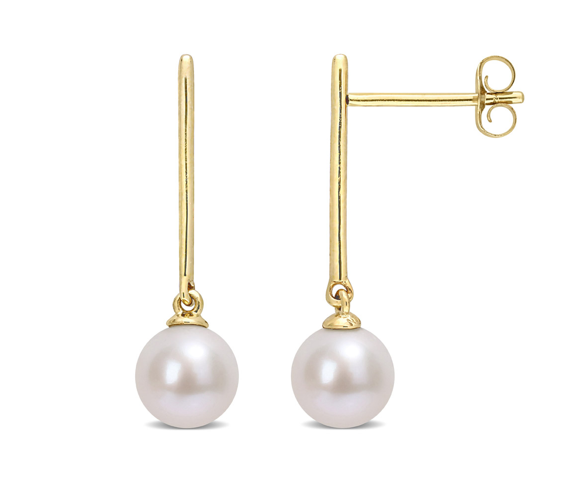 BOUCLES BARS EN OR SERTIES DE PERLES D'EAU DOUCE - DM FC2B8TY - PERLE D'IMPORTATION