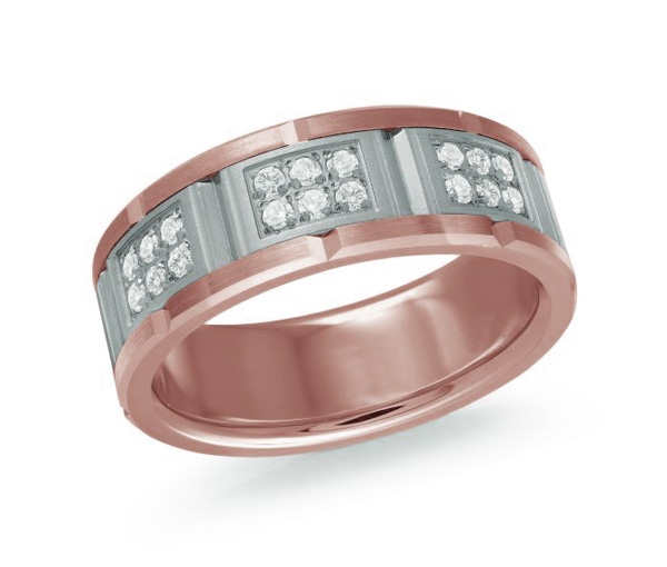 JONC EN OR 14K ET TANTALE SERTI DE DIAMANTS - ML MRDTN043P - MALO 