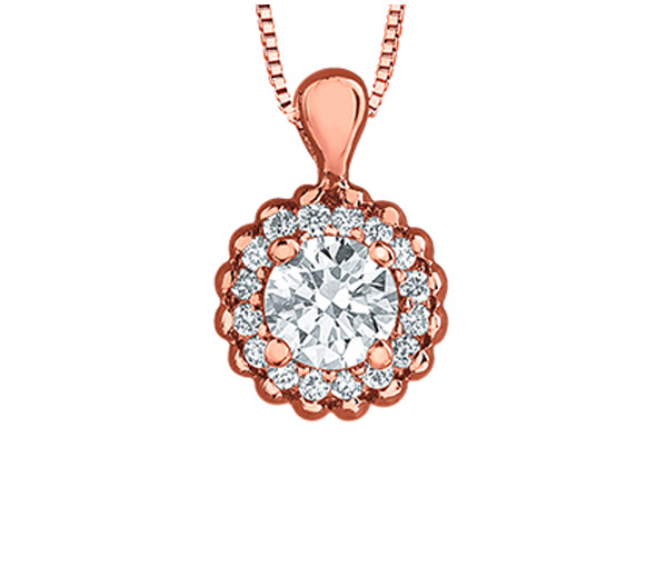 PENDENTIF EN OR SERTI D'UN DIAMANT CANADIEN ET DE DIAMANTS - CR ML913R25 - DIAMANT CANADIEN