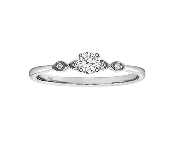 BAGUE EN OR JAUNE, ROSE OU BLANC SERTIE D'UN DIAMANT CANADIEN ET DE DIAMANTS - CR AM502W - DIAMANT CANADIEN