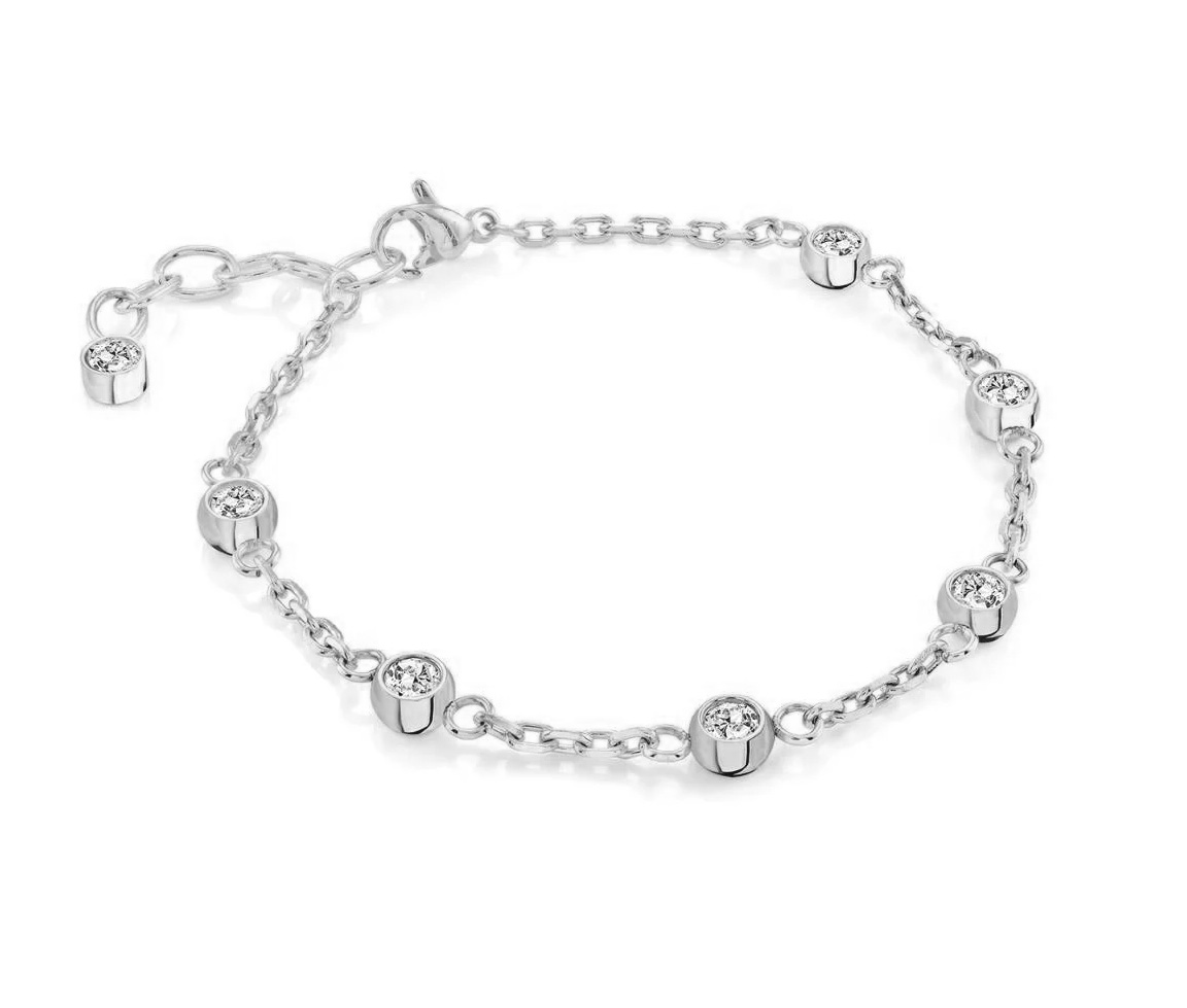 BRACELET EN ACIER OU ACIER/PVD OR À MAILLE ROLO OVALE SERTI DE CUBIQUES ZIRCONIAS - IG SWB261 - VELORIA