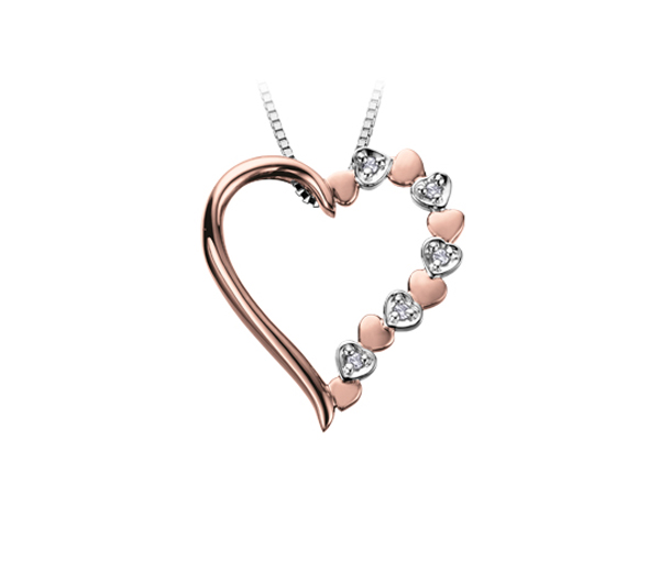 PENDENTIF COEUR EN OR 2 TONS SERTI DE DIAMANTS - CR DD2310 - BIJOUX CANADIEN