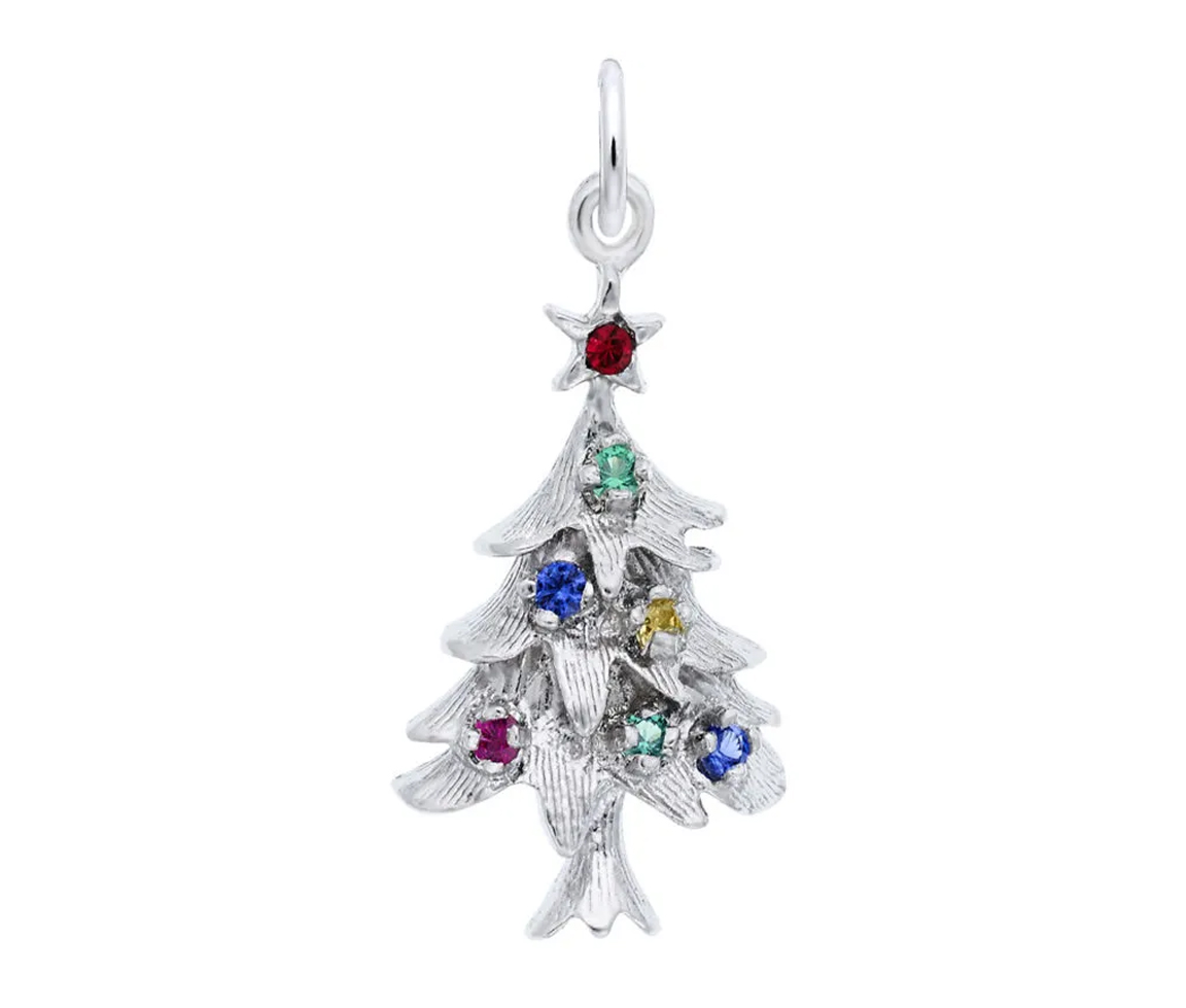 PENDENTIF SAPIN DE NOEL SERTI DE CUBIQUES ZIRCONIAS MULTICOLORES - NU 2335ARG - NUCO/REMBRANDT 