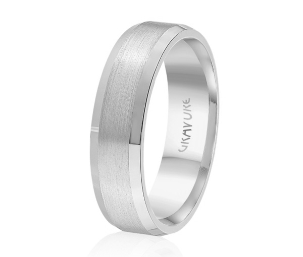 JONC EN OR OU EN PLATINE AVEC MOTIF BROSSÉ AU CENTRE - ML GH925W10 - MALO 