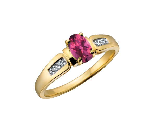BAGUE EN OR SERTIE D'UNE PIERRE DE NAISSANCE ET DE DIAMANTS - CR DX219YPT - BIJOUX CANADIEN