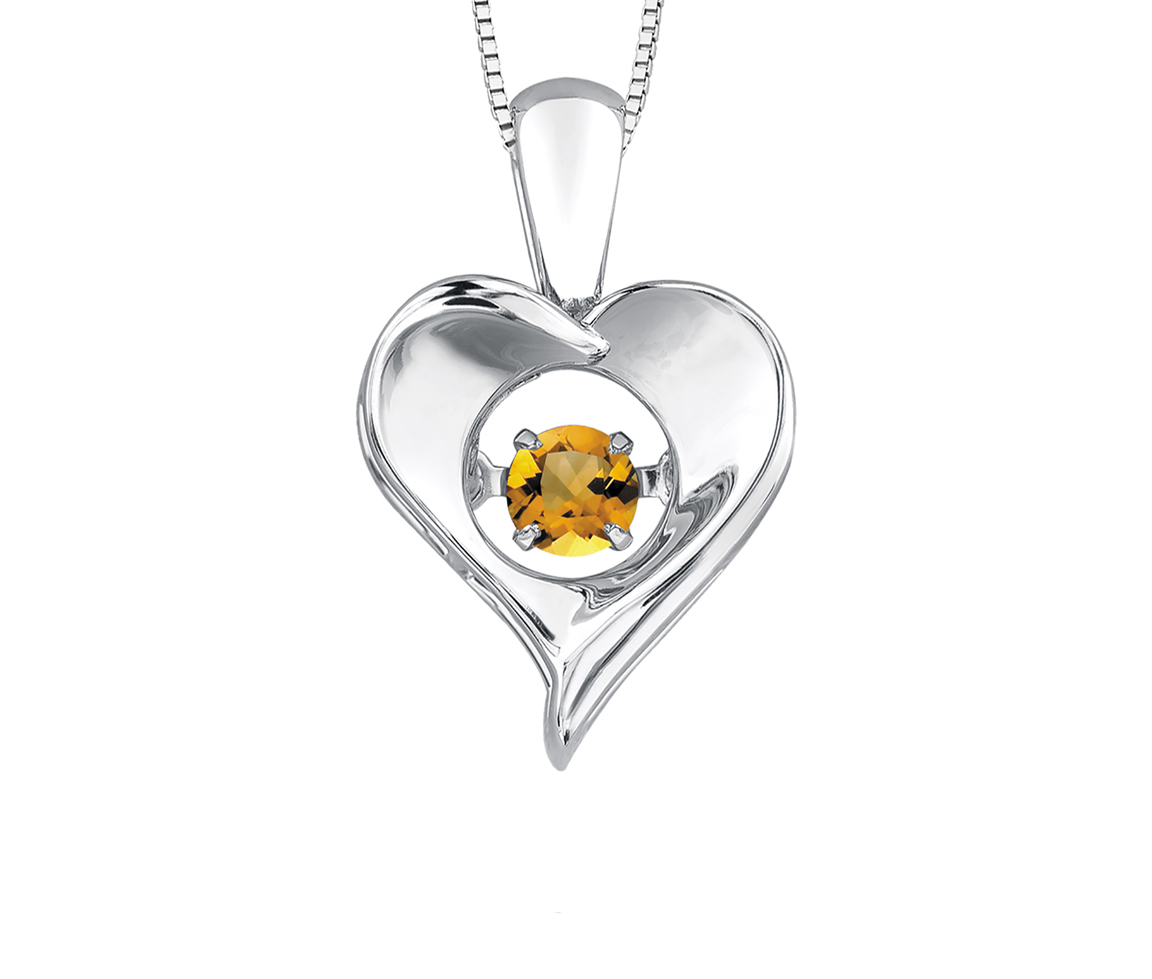 PENDENTIF COEUR EN ARGENT SERTI D'UNE PIERRE DE NAISSANCE DANSANTE - CR DX664SCI - BIJOUX CANADIEN