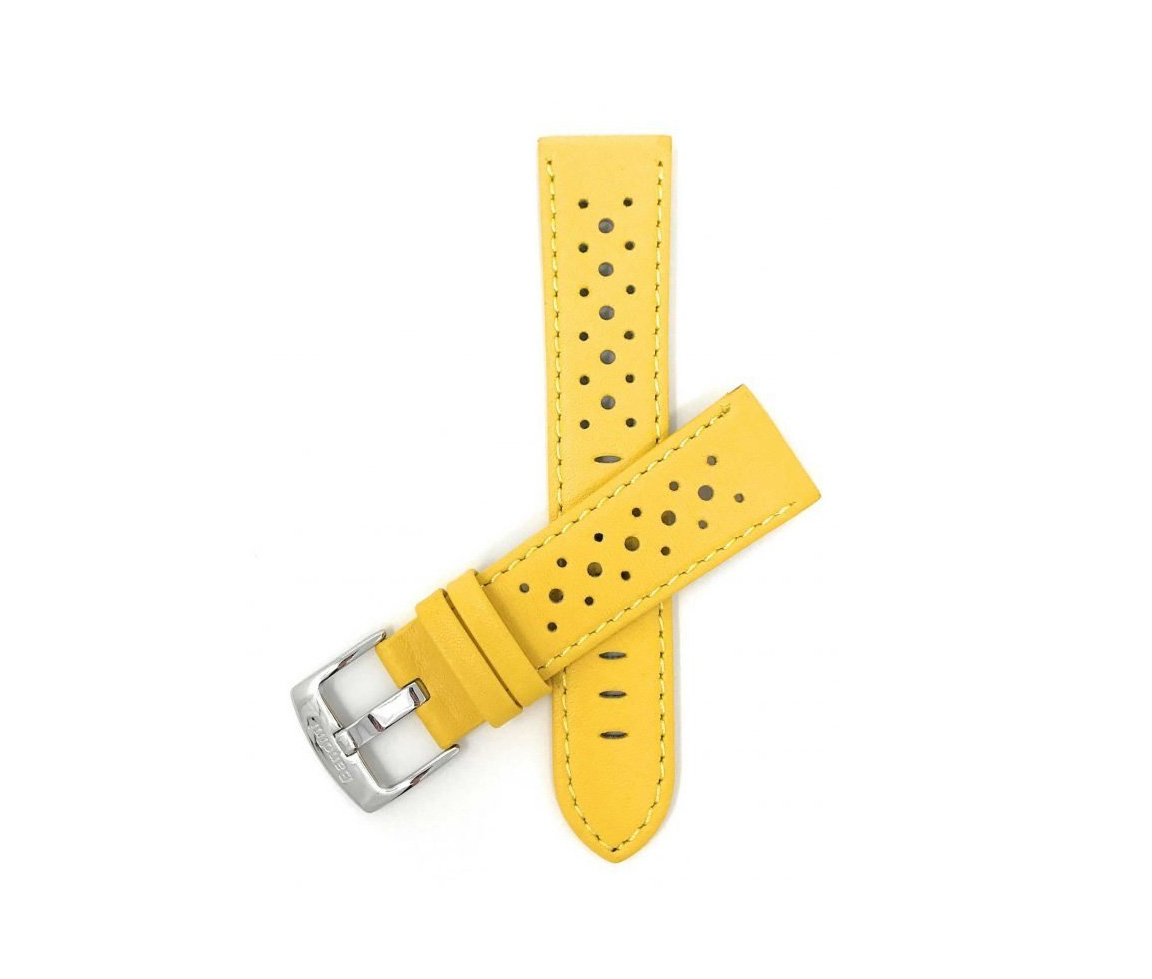 BRACELET DE MONTRE EN CUIR STYLE RACER (PERFORÉ) AVEC SURPIQÛRES