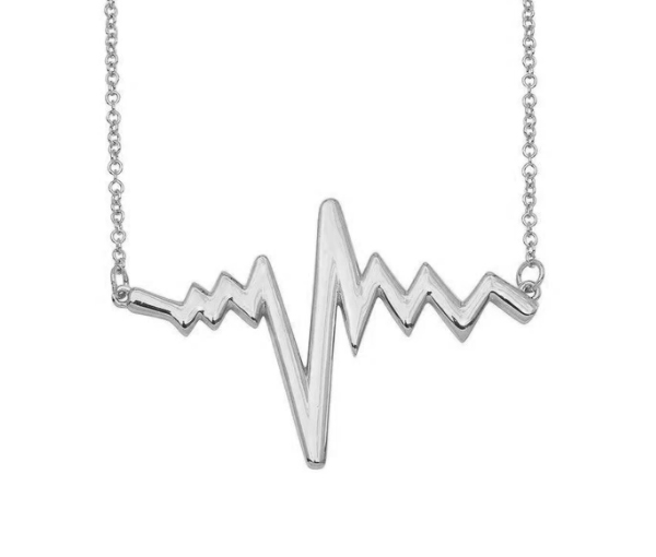 COLLIER HEARTBEAT EN ARGENT RHODIÉ OU PVD OR - SP GMN00026RH - BIJOUX D'IMPORTATION
