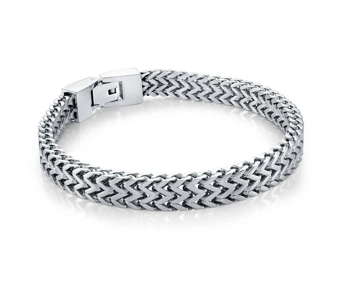 BRACELET EN ACIER, ACIER/PVD OR OR ACIER/PVD NOIR À MAILLE FRANCO PLATE - IG SMB789/7.5 - ITALGEM