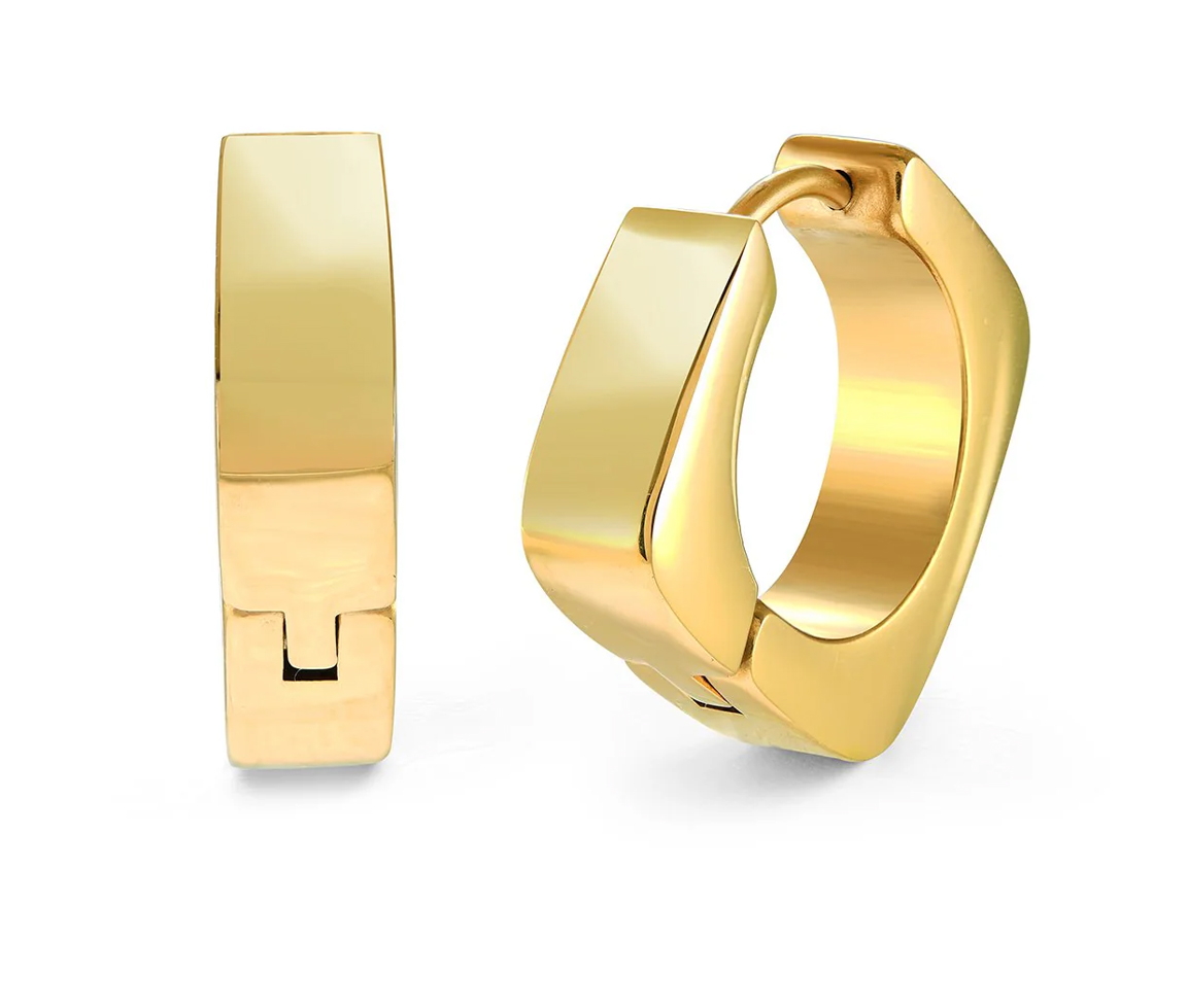 BOUCLES HUGGIES CARRÉES EN ACIER - IG SEA456GO - VELORIA