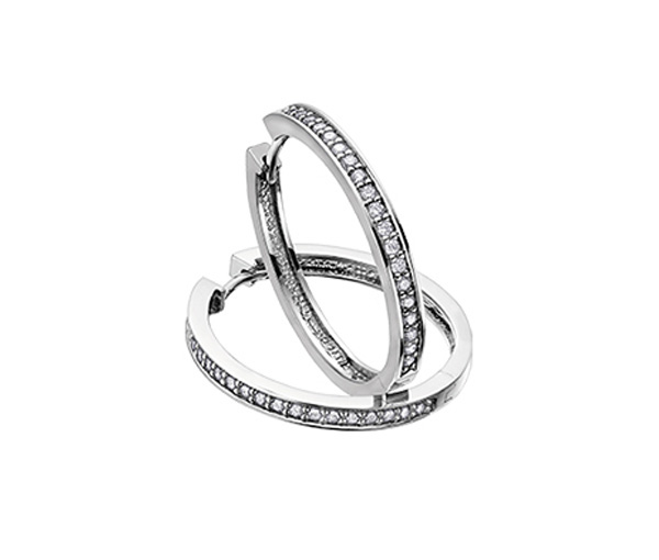 BOUCLES HUGGIES EN OR SERTIES DE DIAMANTS - CR DX386W05 - BIJOUX CANADIEN