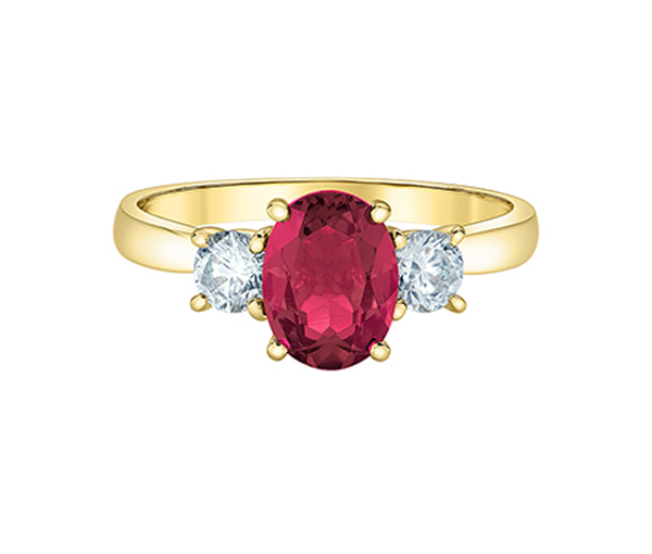 BAGUE AVEC UNE ÉMERAUDE, UN SAPHIR OU UN RUBIS DE LABO ET DIAMANTS DE LABO - CR 4529YRU - BIJOUX CANADIEN