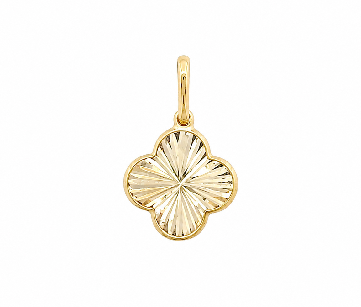 PENDENTIF TRÈFLE EN OR TAILLÉ DIAMANT - MB TREPEY12 - BIJOUX D'IMPORTATION