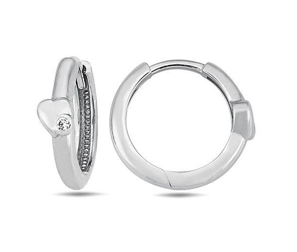 MAGNIFIQUES BOUCLES D'OREILLES AVEC UN COEUR DE STYLE HUGGIES EN OR 10K JAUNE OU BLANC SERTIES D'UN CUBIQUE ZIRCONIA - UZ EE1222 02 - BIJOUX D'IMPORTATION