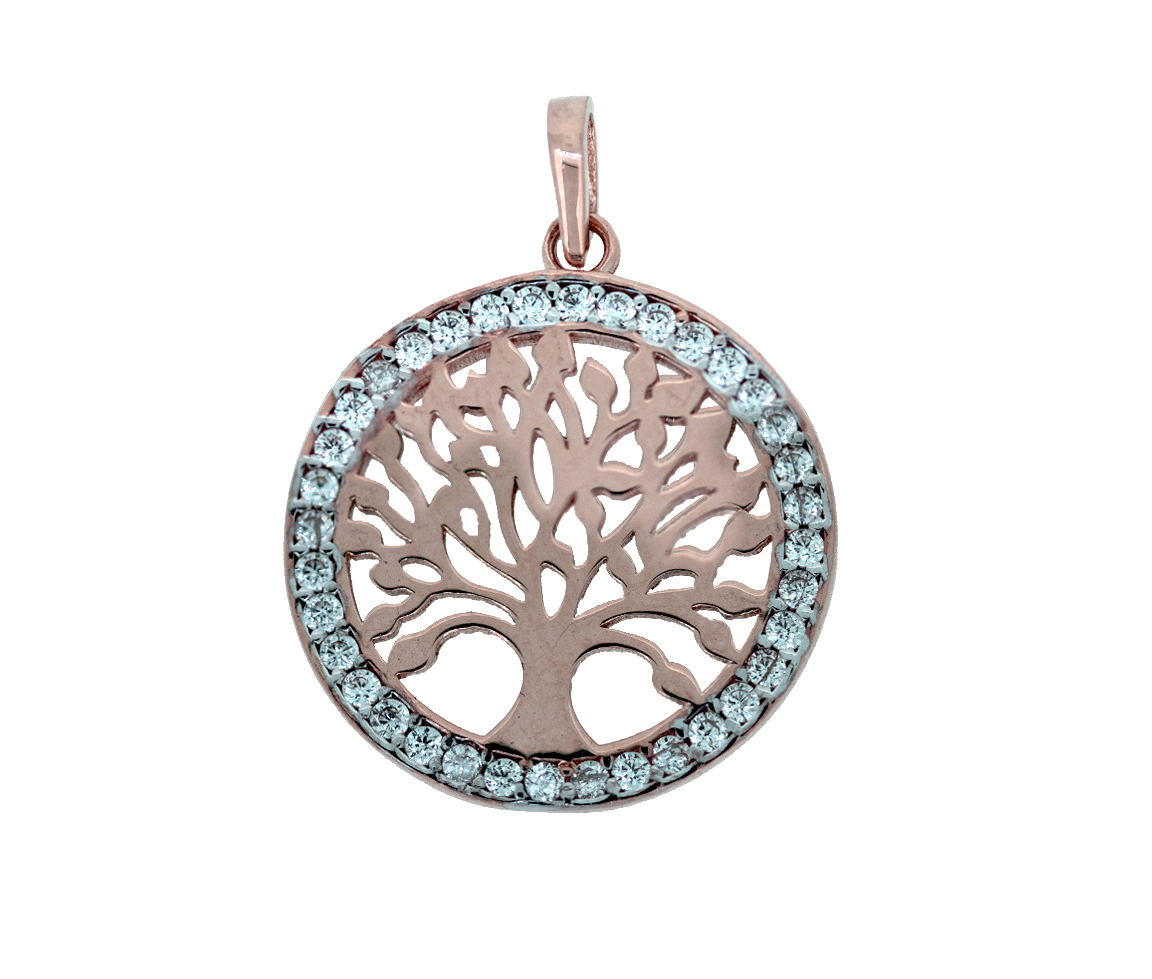 PENDENTIF ARBRE DE VIE EN OR SERTI DE CUBIQUES ZIRCONIAS - MB ARBV16R - BIJOUX D'IMPORTATION