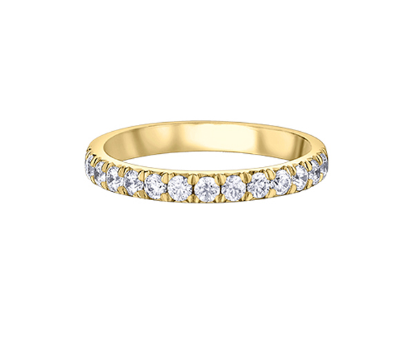 JONC SEMI-ÉTERNITÉ EN OR 14K JAUNE SERTI DE DIAMANTS - CR 50J08Y25 - BIJOUX CANADIEN