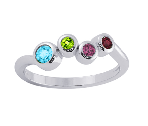 BAGUE FAMILIALE EN ARGENT OU EN OR SERTIE DE PIERRES VÉRITABLES - BH FJ100W - BEVERLY HILLS