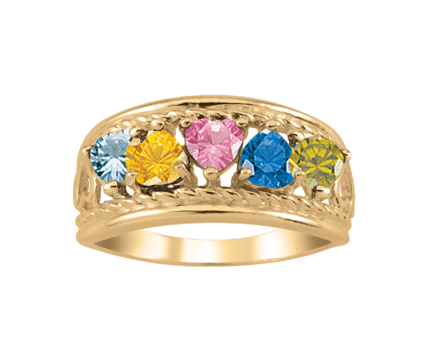 BAGUE FAMILLIALE EN ARGENT OU EN OR SERTIE DE 2 À 5 PIERRES - PG 20191Y - PERSONALIZED GEM