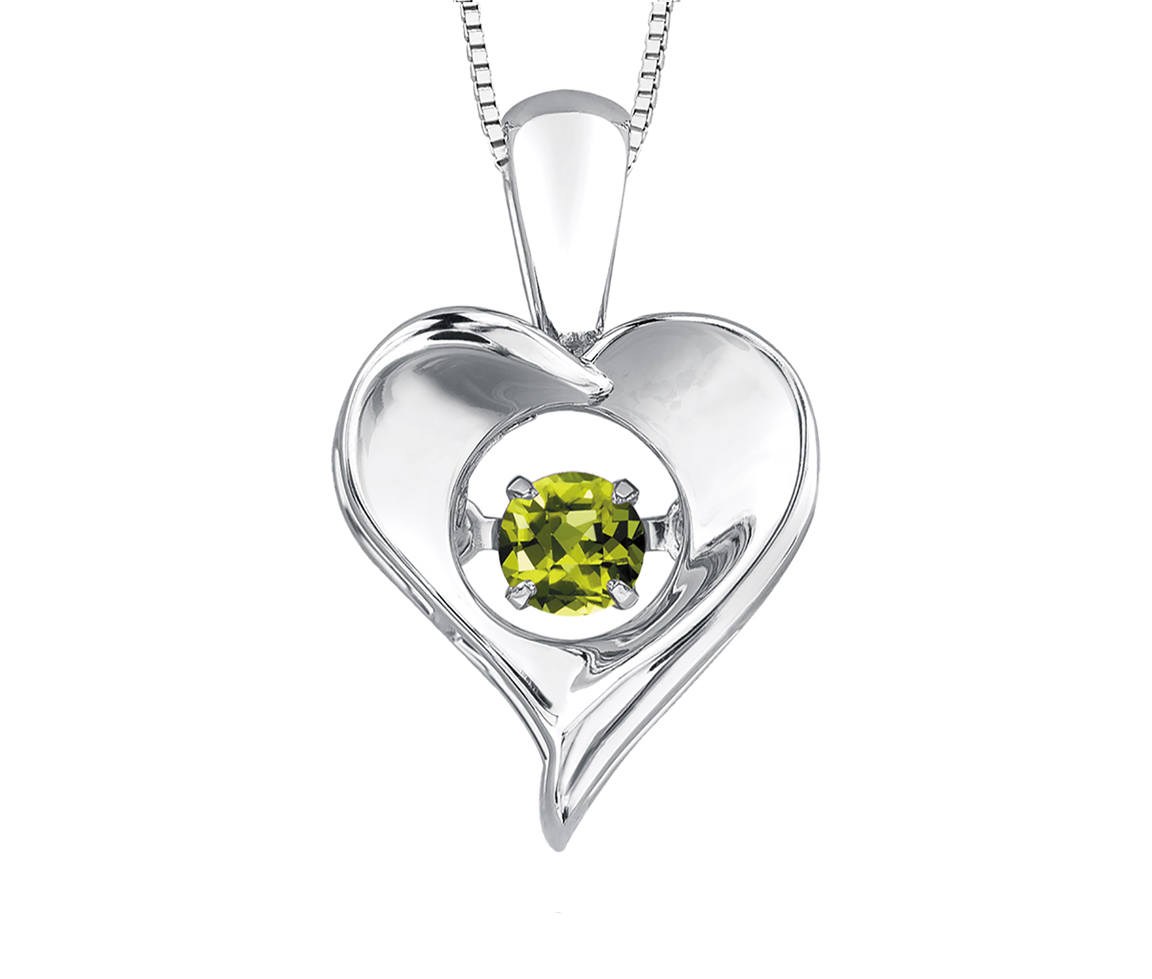 PENDENTIF COEUR EN ARGENT SERTI D'UNE PIERRE DE NAISSANCE DANSANTE - CR DX664SPER - BIJOUX CANADIEN