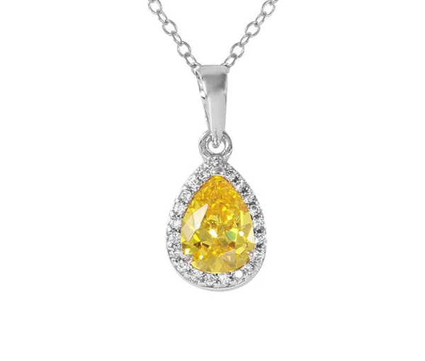 PENDENTIF EN FORME DE GOUTTE EN ARGENT RHODIÉ SERTI DE CUBIQUES ZIRCONIAS DE COULEURS VARIÉES - SP BGS00441PNO - BIJOUX D'IMPORTATION