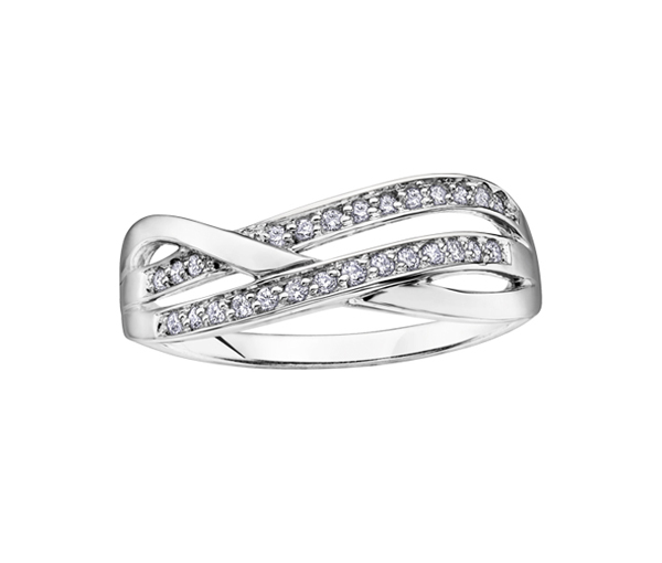 BAGUE EN OR BLANC SERTIE DE DIAMANTS - CR DD2245 - BIJOUX CANADIEN