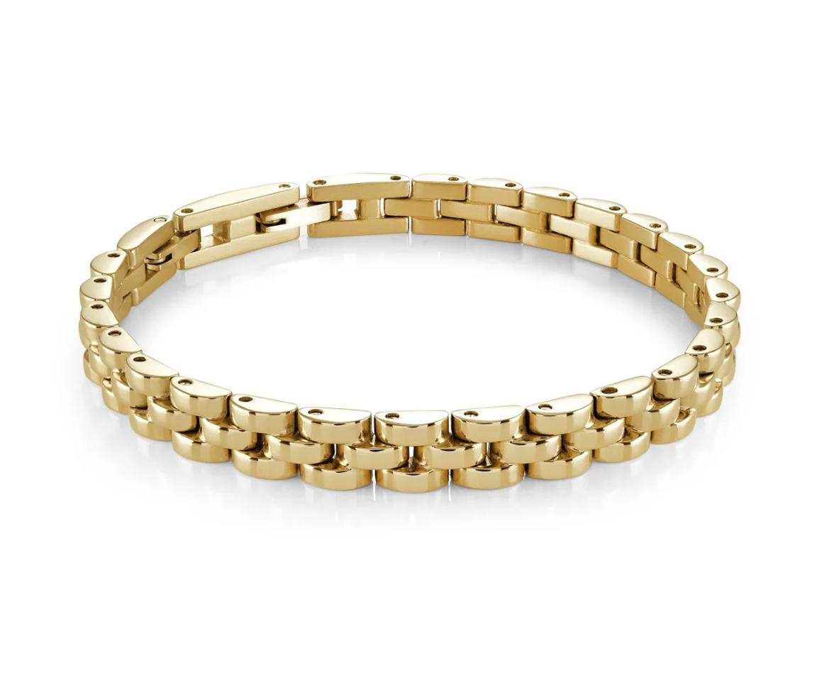 BRACELET EN ACIER OU ACIER/PVD OR À MAILLE MOTIF MONTRE - IG SWB274GO - VELORIA