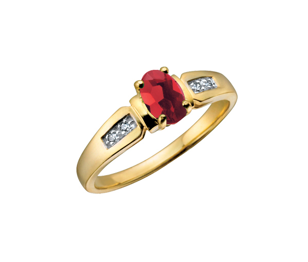 BAGUE EN OR SERTIE D'UNE PIERRE DE NAISSANCE ET DE DIAMANTS - CR DX219YGA - BIJOUX CANADIEN