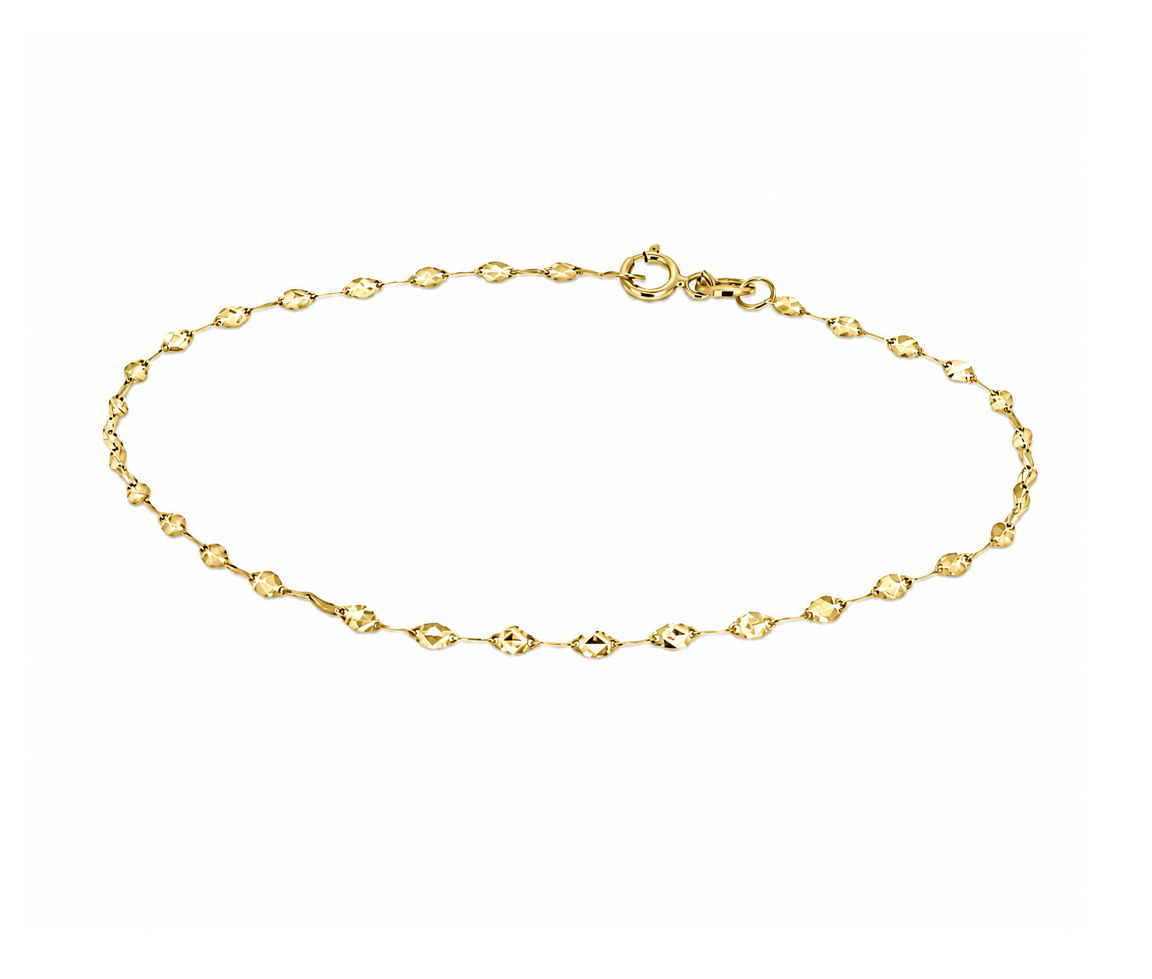 BRACELET À MAILLE PLAQUE OVALE TAILLÉE DIAMANT - MB PLDC02Y07 - BIJOUX D'IMPORTATION