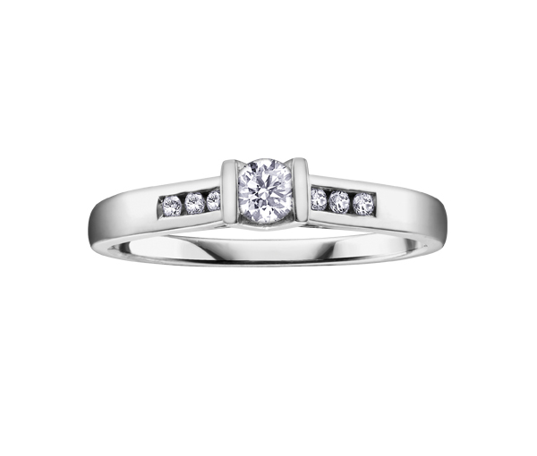 BAGUE EN OR 14K 2 TONS SERTIE DE DIAMANTS - CR DX596W20 - BIJOUX CANADIEN