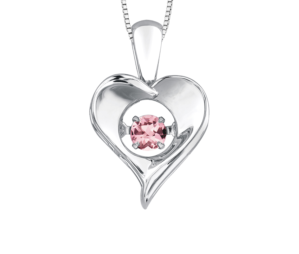 PENDENTIF COEUR EN ARGENT SERTI D'UNE PIERRE DE NAISSANCE DANSANTE - CR DX664SPT - BIJOUX CANADIEN