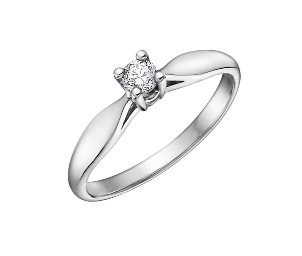 BAGUE SOLITAIRE EN 10K SERTIE D'UN DIAMANT - CR DX100W08 - BIJOUX CANADIEN