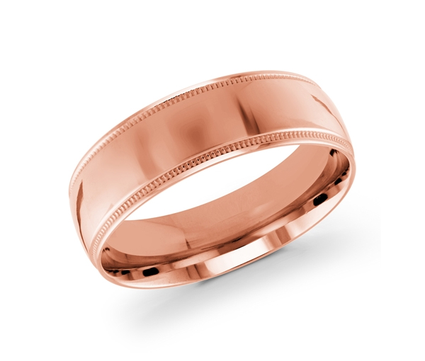 JONC EN OR 7MM DE LARGEUR AVEC MOTIF MILGRAIN SUR LES CÔTÉS - ML J102/7PL14 - MALO 