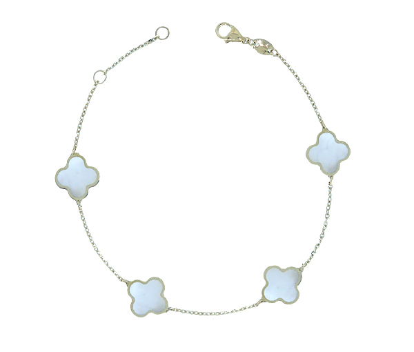 BRACELET TRÈFLES EN OR JAUNE SERTI DE LAPIS, DE NACRE OU D'ONYX - CB TREBRANA10 - CBE