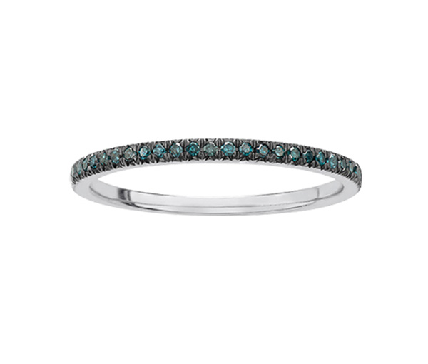 JONC SEMI-ÉTERNITÉ EN OR BLANC OU ROSE SERTI DE DIAMANTS NOIRS, BLEUS OU CHAMPAGNES - CR DX609W10BL - BIJOUX CANADIEN