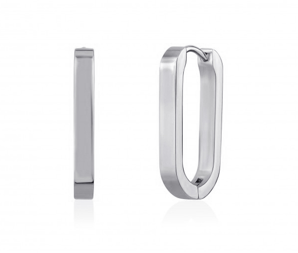 BOUCLES HUGGIES OVALES EN ACIER - AZ SSE184W - AREZZO