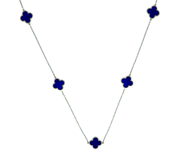 COLLIER TRÈFLES EN OR JAUNE SERTI DE PIERRES DE COULEURS VARIÉES - CB TRECOLLAP - CBE