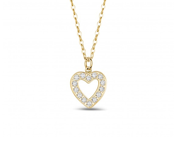 PENDENTIF COEUR AJOURÉ EN ACIER SERTI DE CUBIQUES ZIRCONIAS - AZ ZWP01G - AREZZO