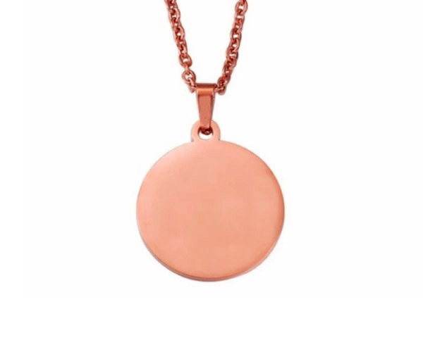PENDENTIF PLAQUE RONDE EN ACIER GRAVABLE - SJ PLAROR - BIJOUTERIE SUISSE INC.
