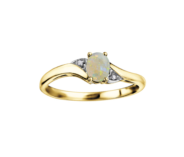 BAGUE EN OR 10K SERTIE D'UNE PIERRE DE NAISSANCE ET DE DIAMANTS - CR DX355YOP - BIJOUX CANADIEN