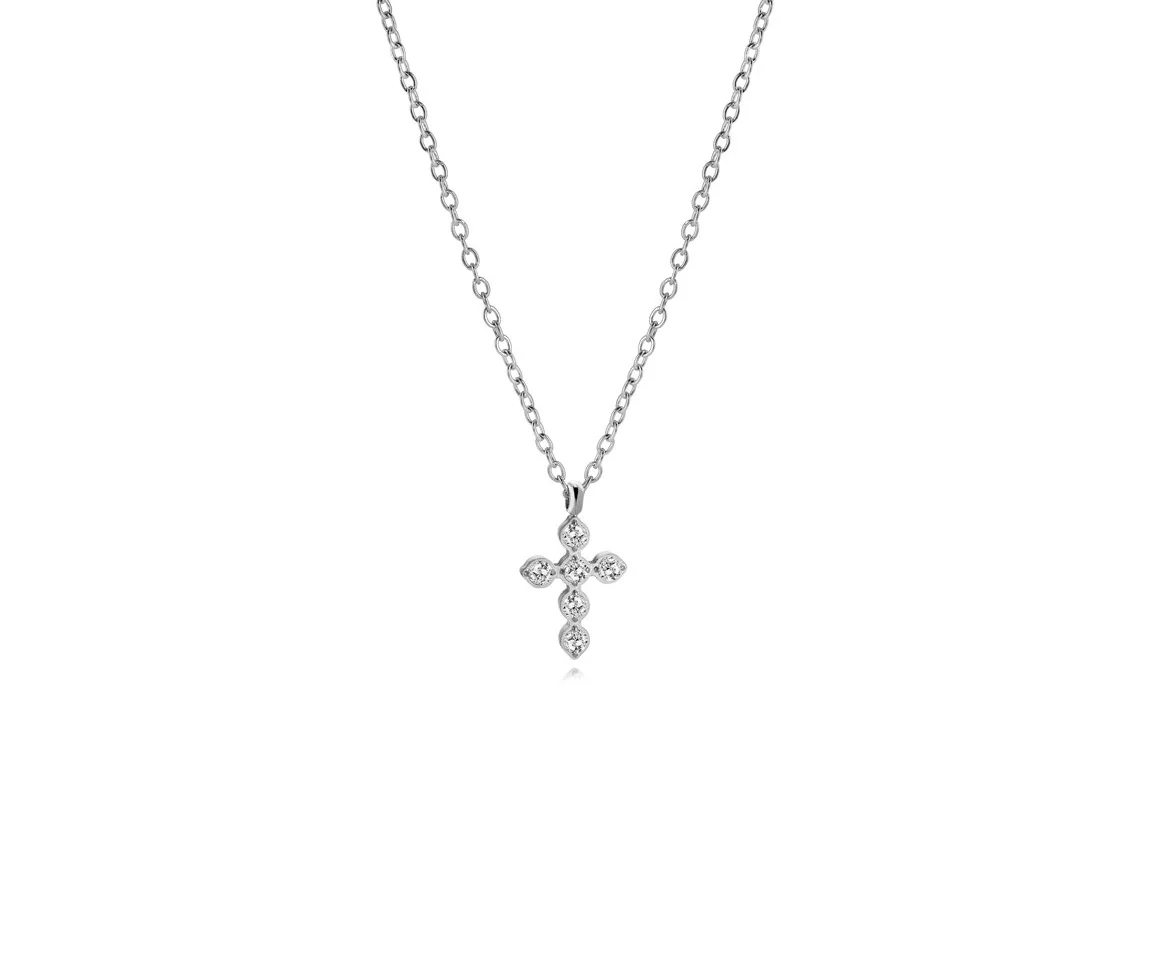 PENDENTIF CROIX ENACIER OU ACIER/PVD OR SERTI DE CUBIQUES ZIRCONIAS ET SA CHAINE - IG SC273 - VELORIA