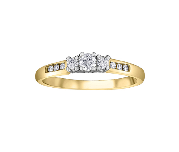 BAGUE EN OR 14K 2 TONS SERTIE DE DIAMANTS - CR DX154/25 - BIJOUX CANADIEN