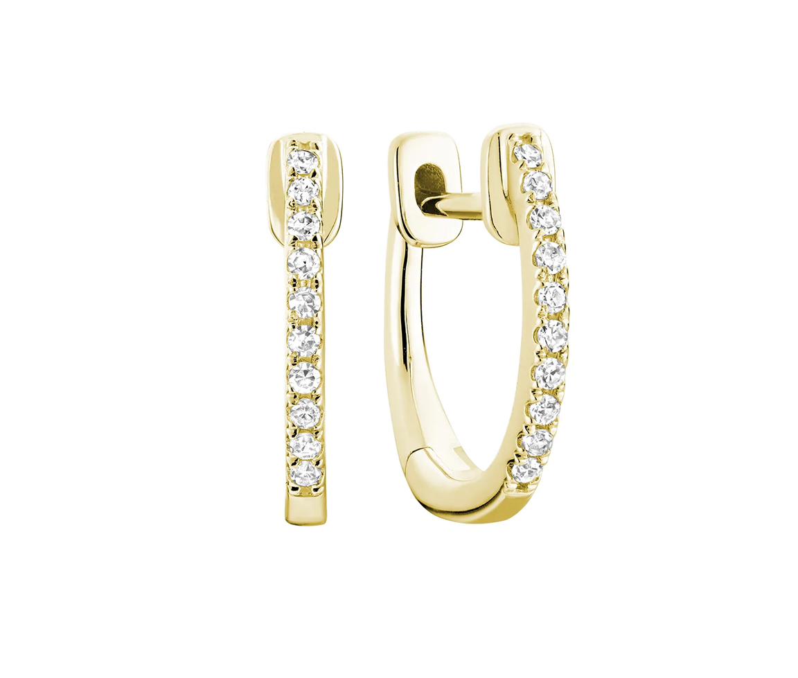 JOLIES BOUCLES HUGGIES EN OR 10K SERTIES DE DIAMANTS - BR 130410081Y - Bijoux d'importation