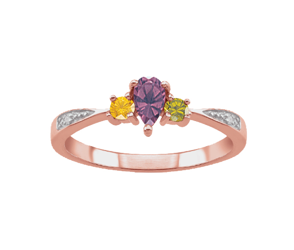 BAGUE FAM.10K BL. 3 PIERRES SYNTHÉTIQUES - PG 20387R - PERSONALIZED GEM