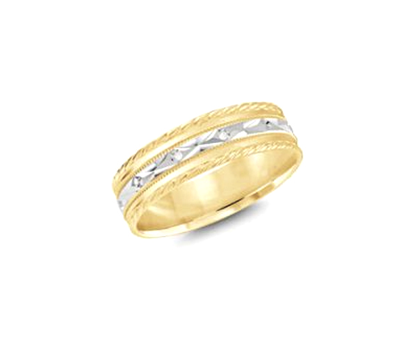 JONC EN OR 10K AVEC MOTIF CORDE ET TAILLE DIAMANT - ML LCF359YW10 - MALO 