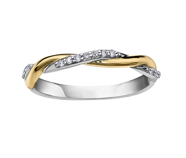 JONC EN OR 2TONS SERTI DE DIAMANTS - CR DD7695WY - BIJOUX CANADIEN