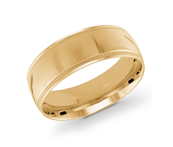 JONC EN OR 8MM DE LARGEUR AVEC MOTIF MILGRAIN SUR LES CÔTÉS - ML J102/8YL14 - MALO 