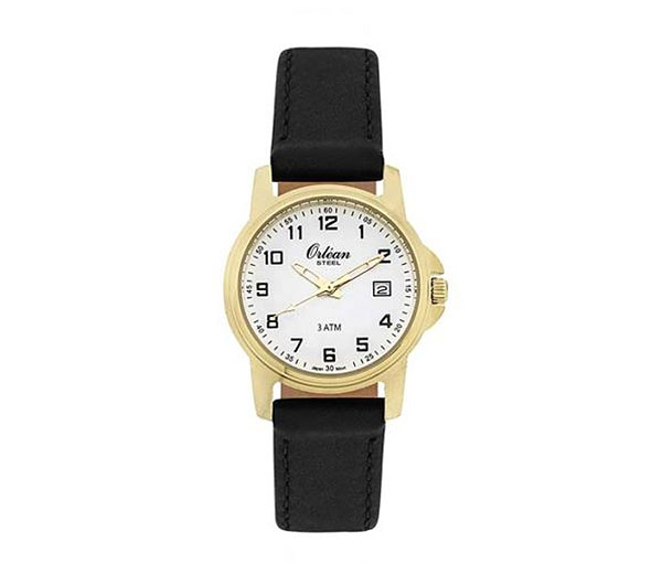 MONTRE ORLEAN POUR DAME EN ACIER/PVD OR AVEC BRACELET EXTENSIBLE - BA ME3187NR - ORLEAN